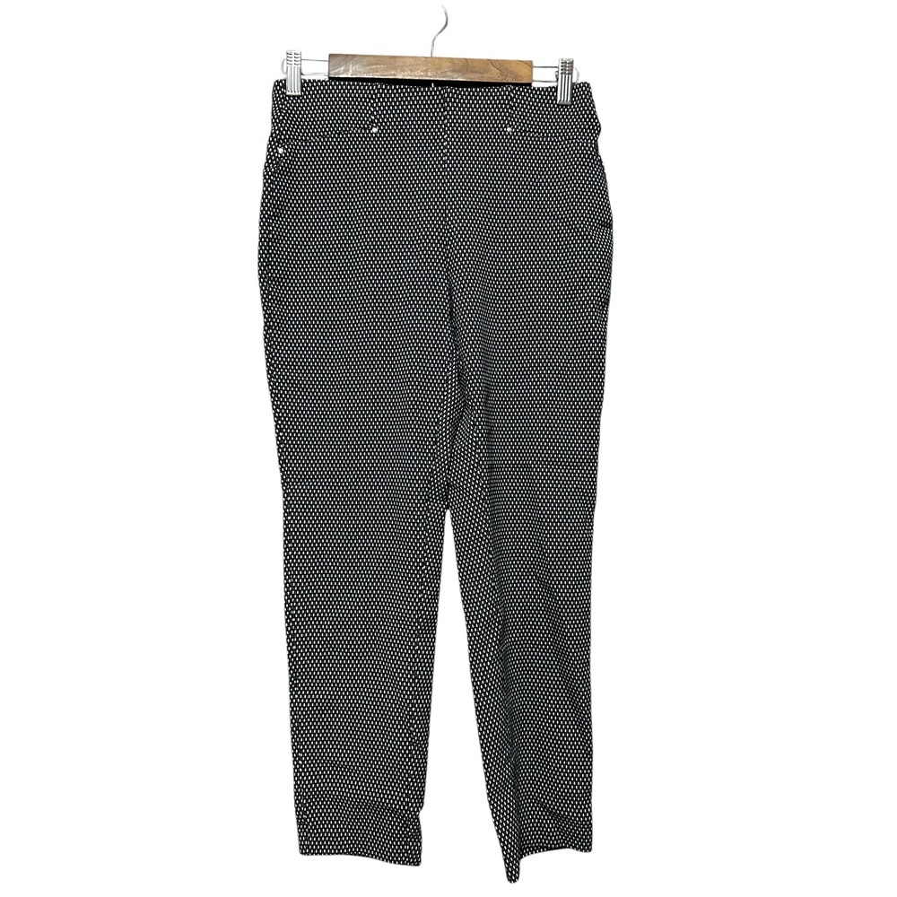 Rafaella Comfort Pants Women's Small Black White Checkered Career